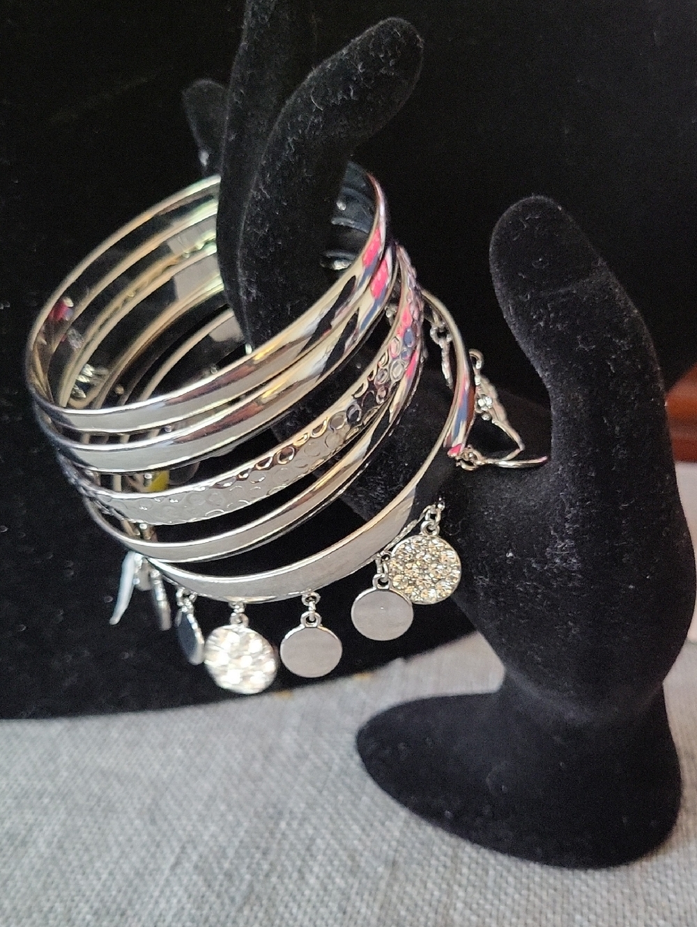 INC Set of Six Silver Bangle Bracelets